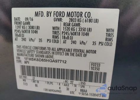 2017 Ford Explorer Xlt from USA, damaged, VIN 1FM5K8D85HGA97712